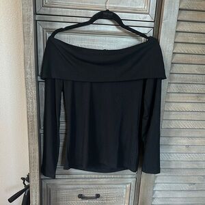 Black Off-The-Shoulder Ribbed Top